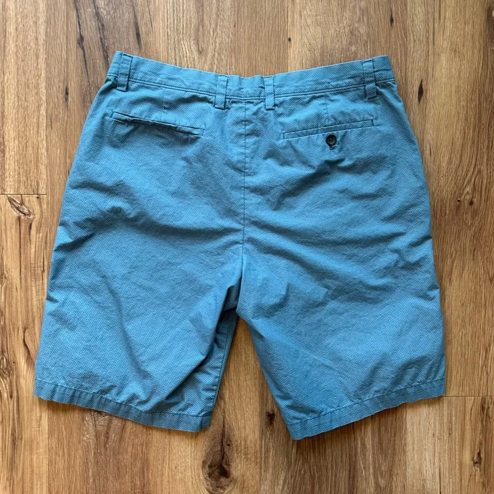 Banana Republic Aiden Slim Fit Teal Blue Geometric Cotton Shorts Mens‎ 33